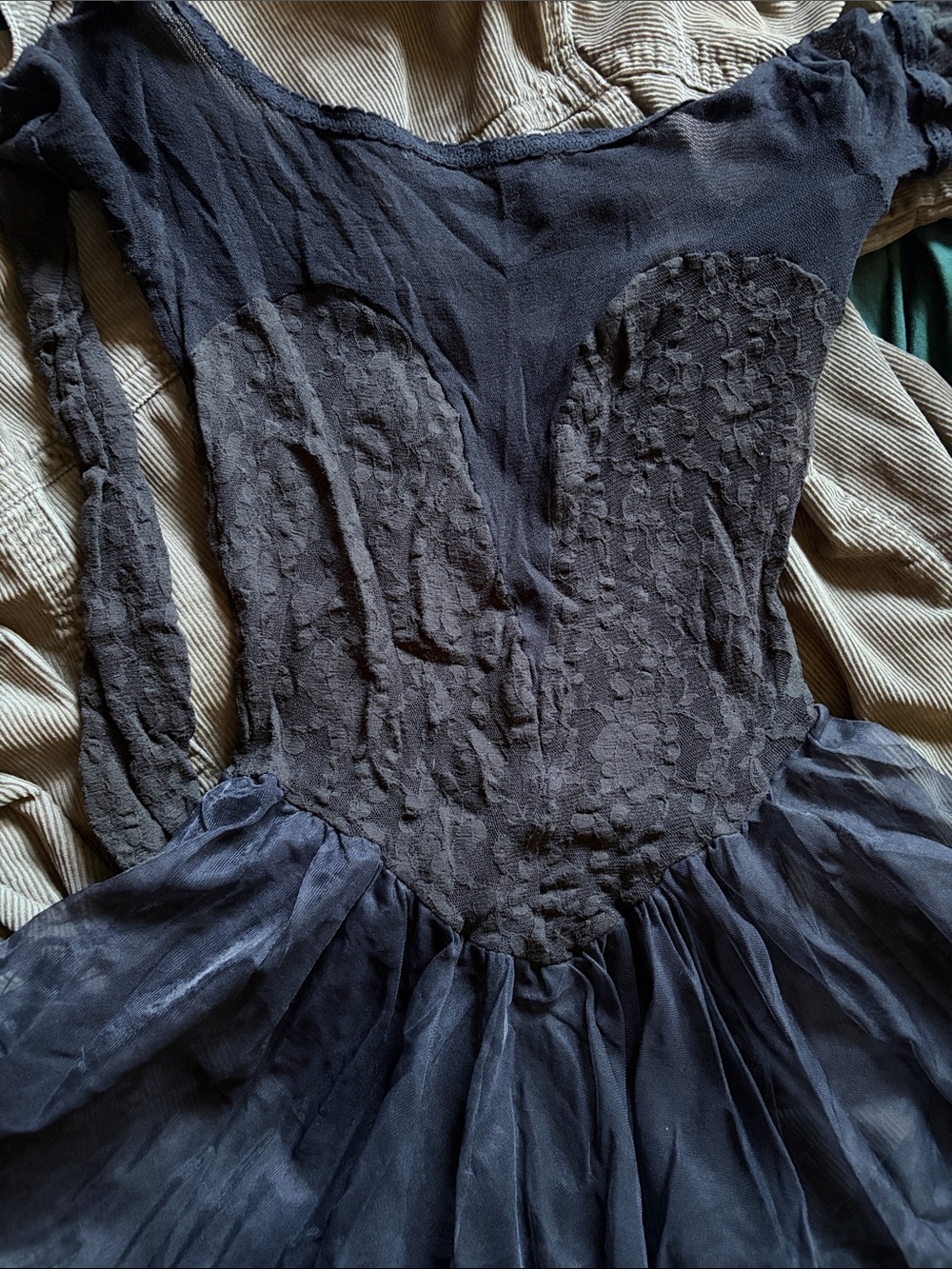 Black Layered Lace & Sheer Long-Sleeve Womens Dress